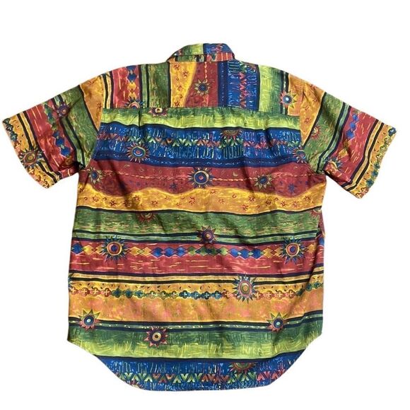 90s Vtg The territory Ahead Short Sleeve Playa Los Cocos Print Red and Brown XL - Picture 5 of 9